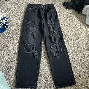 Wide leg Baggy black ripped Urban Outfitters Jeans